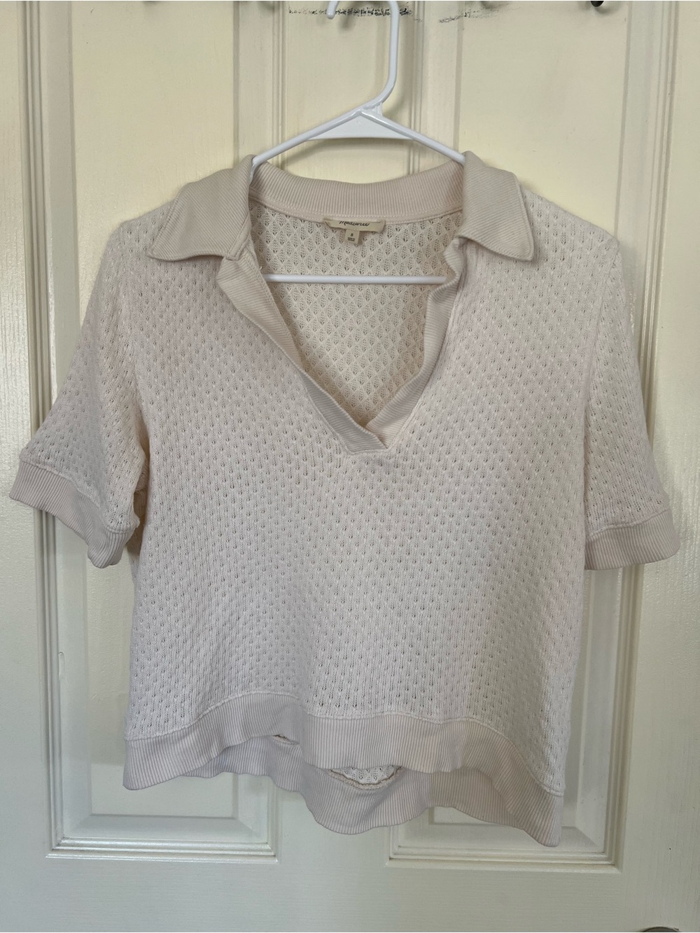 Madewell Collared Pointelle Sweater Tee Ivory Size Small - Picture 2 of 10